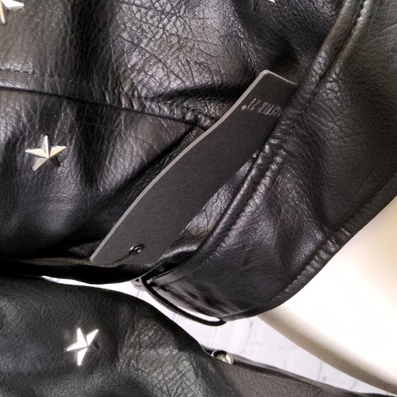 Nwt discontinued forever21 moto vegan motorcycle faux leather Biker jacket L - Picture 6 of 6